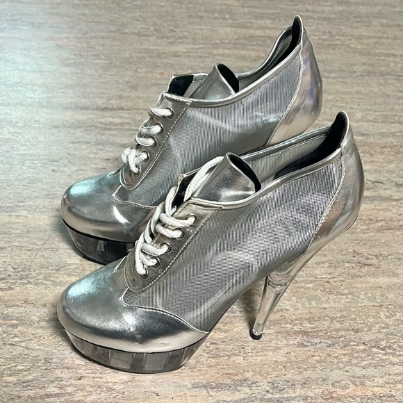 N.Y.L.A heeled laced platform heeled shoes with mesh - Picture 9 of 16